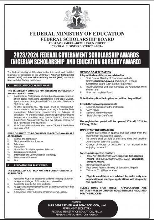 Nigerian Scholarship and Education Bursary